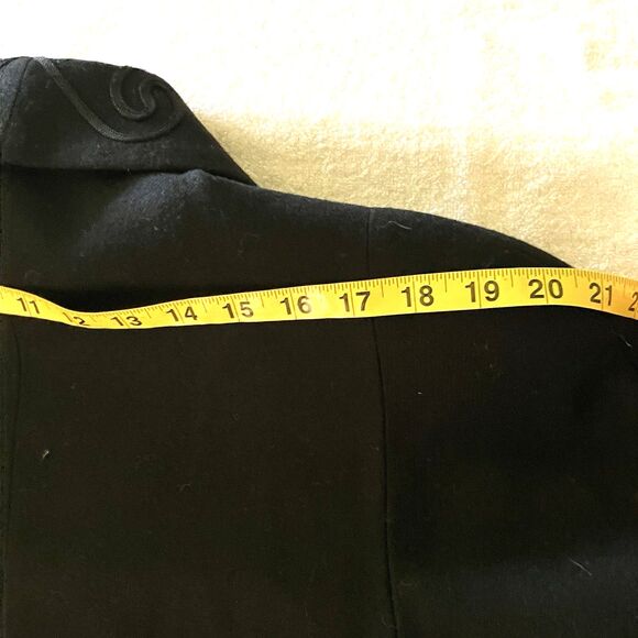 Alorna Vtg Long Wool Coat Open Embroidered Soutache Ribbon Collar L XL 2XL Black - Picture 9 of 16